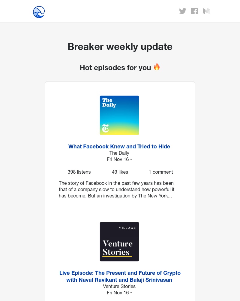 Breaker - Breaker weekly update