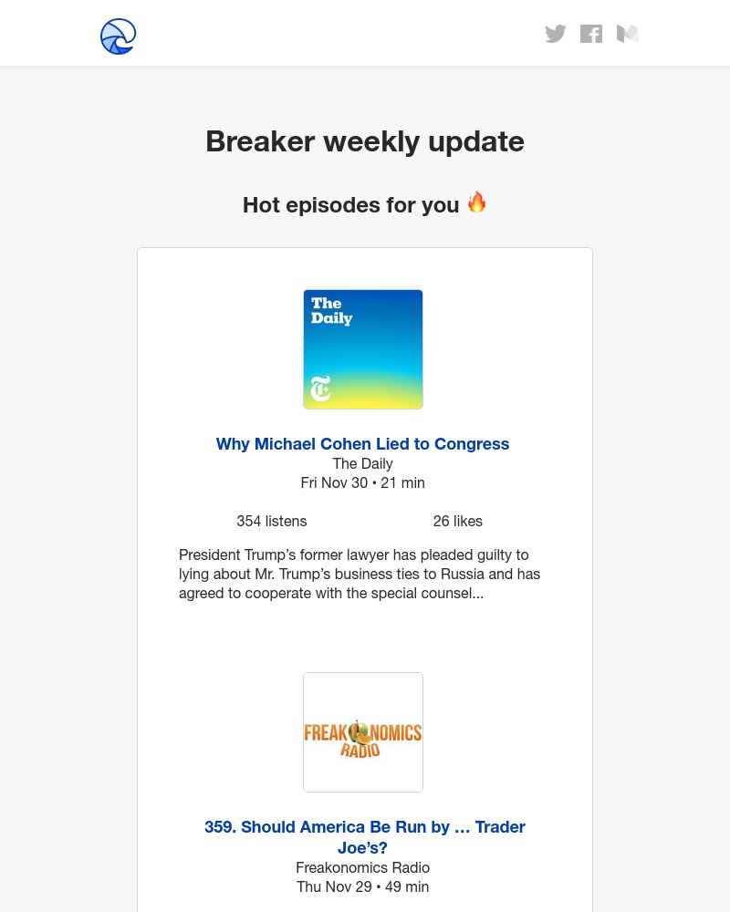 Breaker - Breaker weekly update