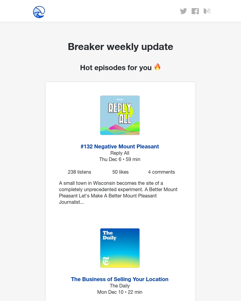 Breaker - Breaker weekly update