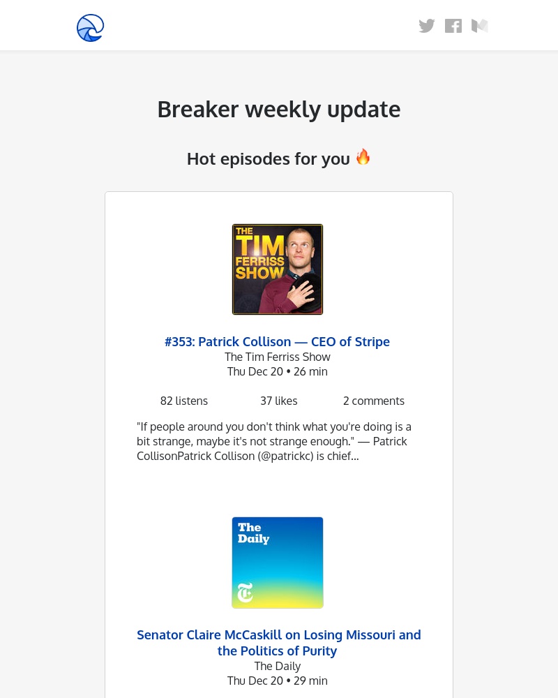 Breaker - Breaker weekly update