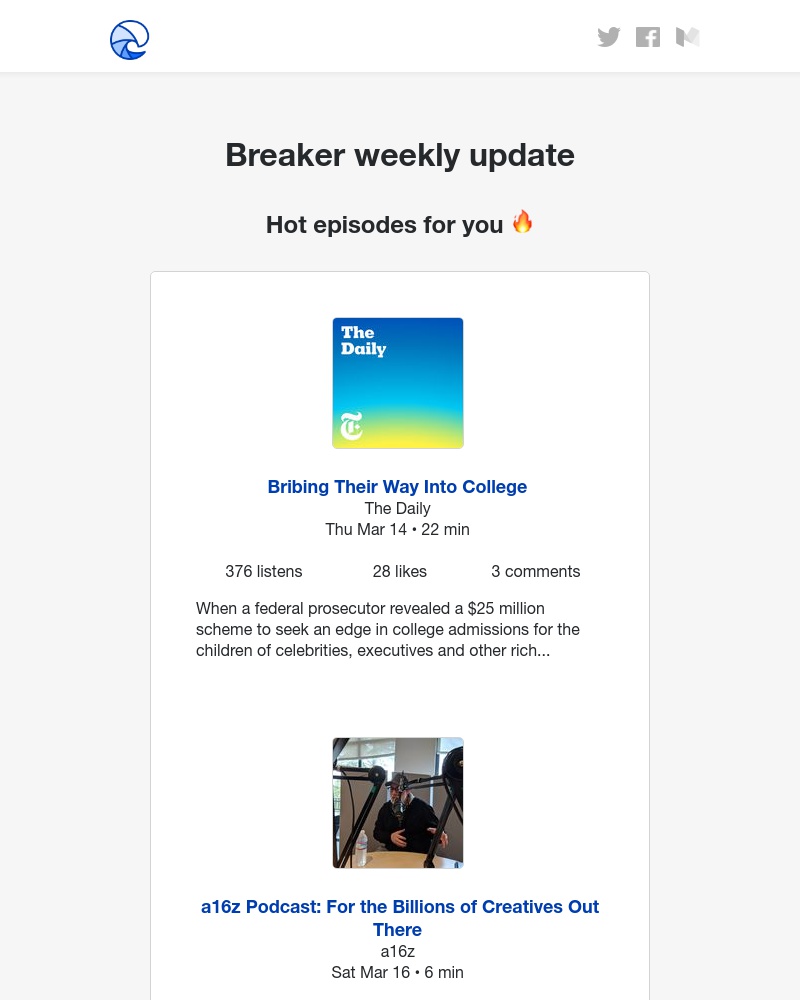 Breaker - Breaker weekly update