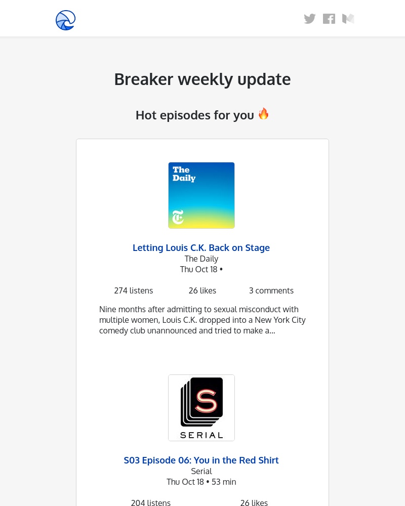 Breaker - Breaker weekly update