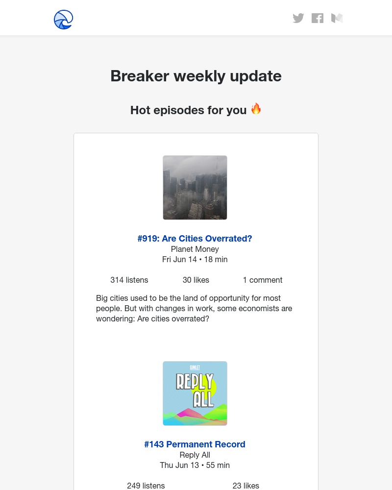Breaker - Breaker weekly update