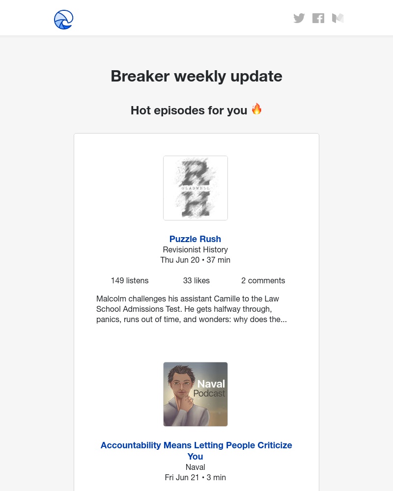 Breaker - Breaker weekly update