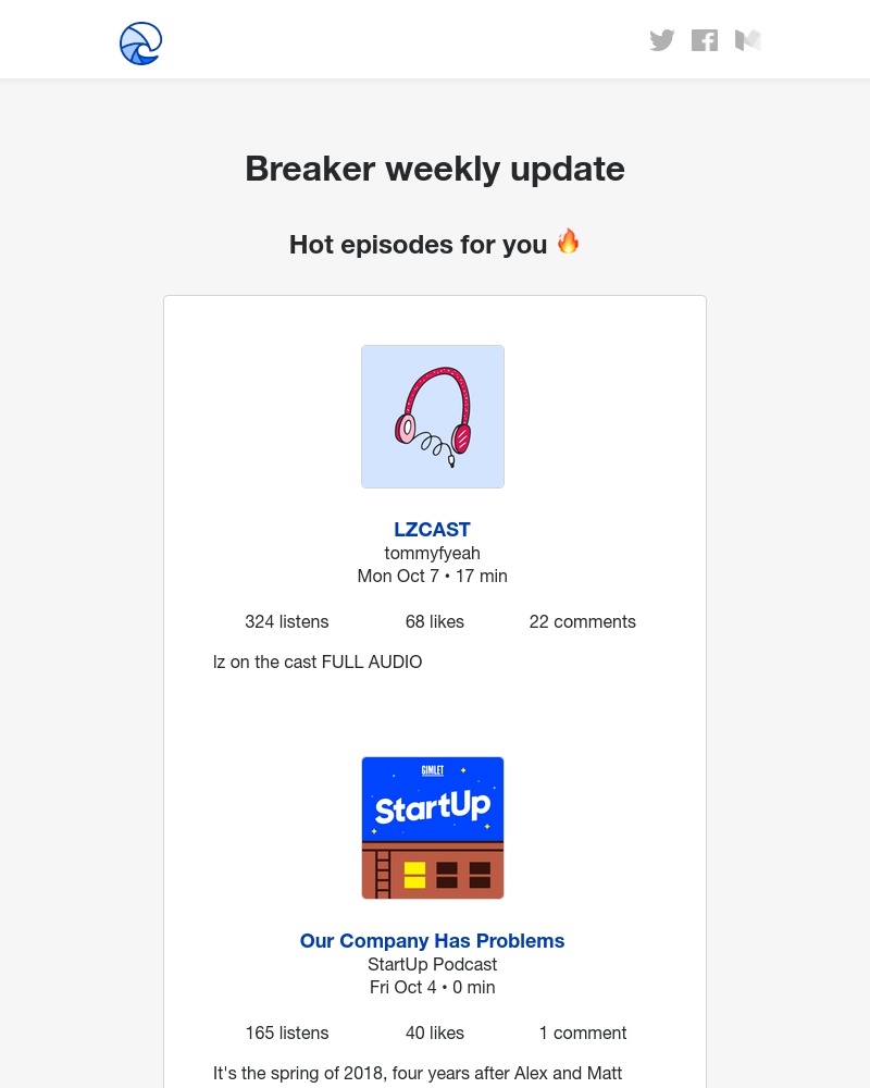 Breaker - Breaker weekly update