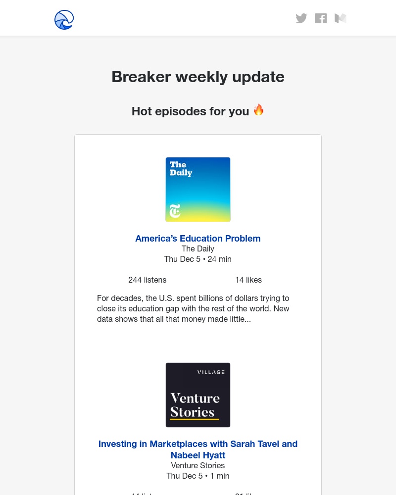 Breaker - Breaker weekly update