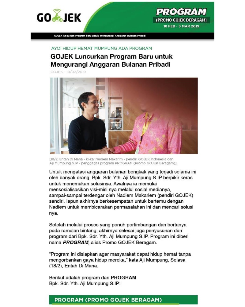 Go-Jek - [BREAKING NEWS] Program Pemotongan Anggaran Bulanan Pribadi