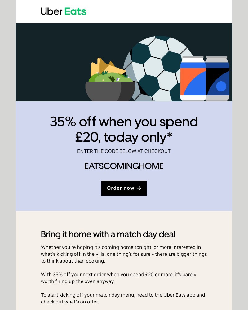 Uber Eats - Bring it home tonight with 35% off