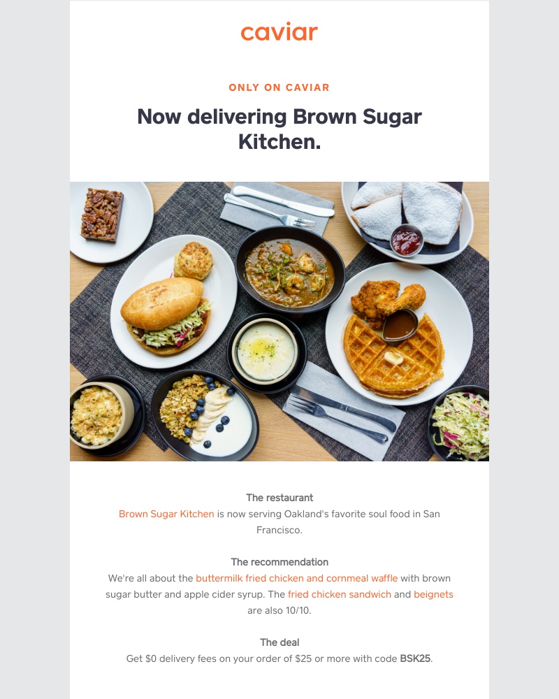  - Brown Sugar Kitchen is now only on Caviar (with $0 delivery fees)