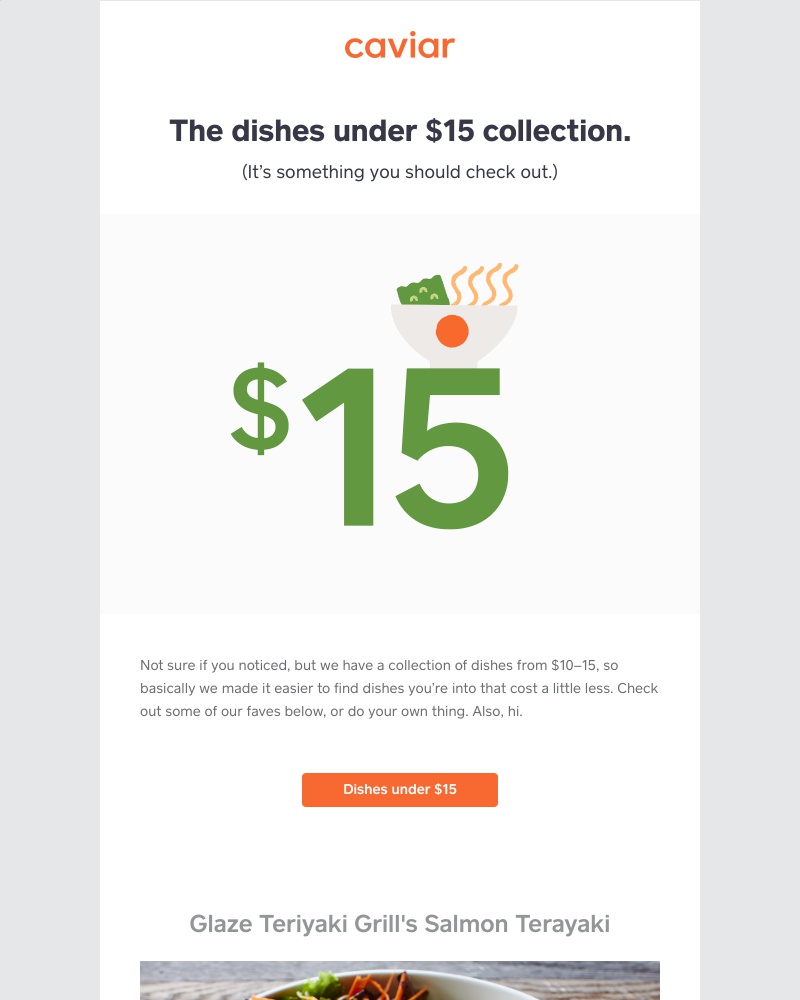  - Btw, we have food under $15