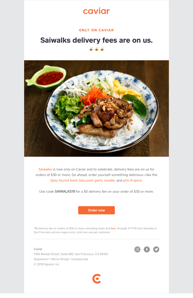  - $0 delivery fees on Saiwalks Orders