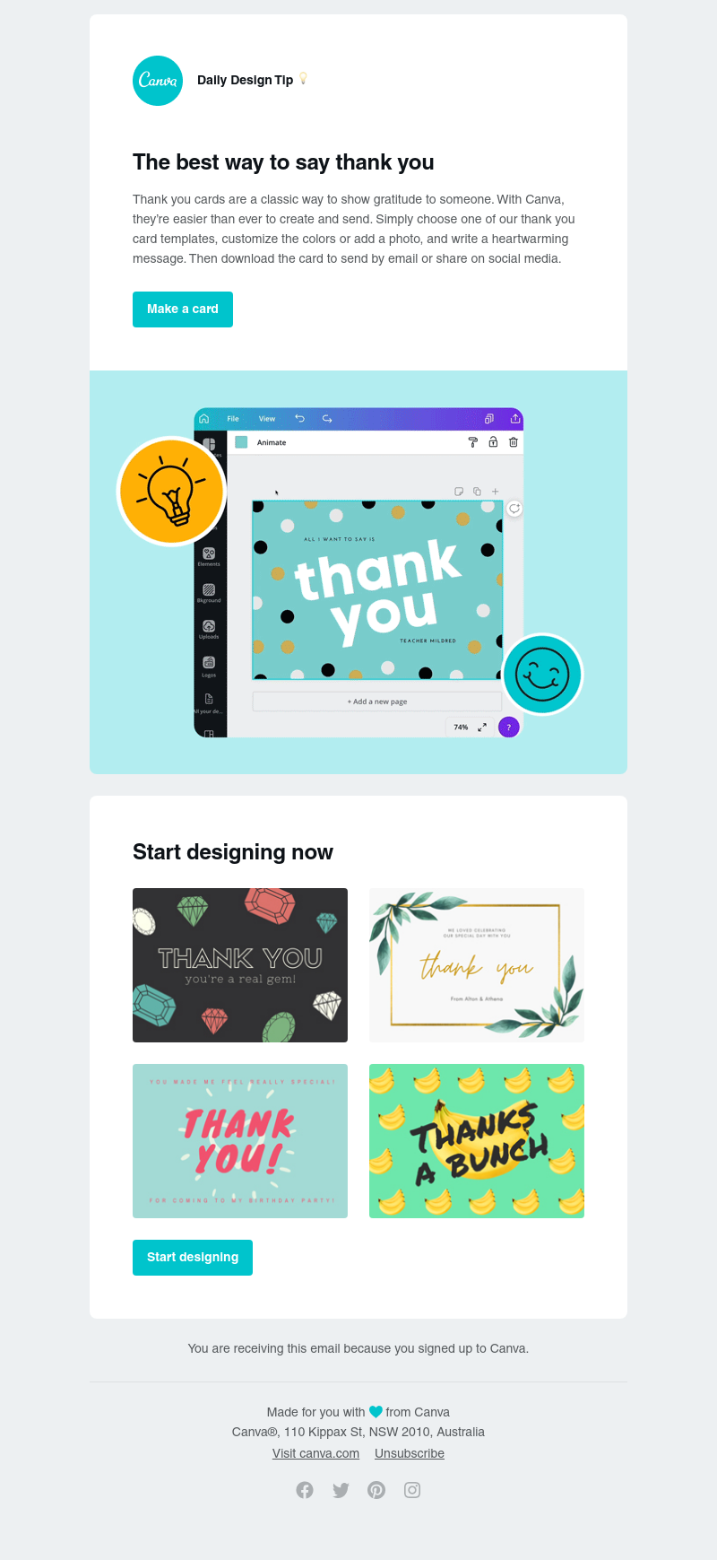 Canva - Show your appreciation with a personalized thank you card
