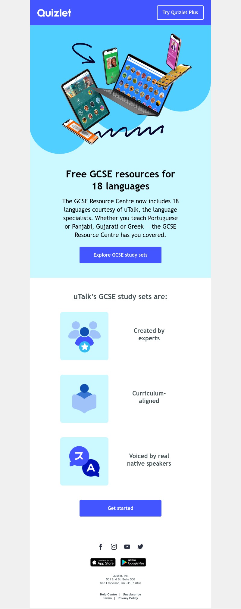 Quizlet - Free GCSE language resources