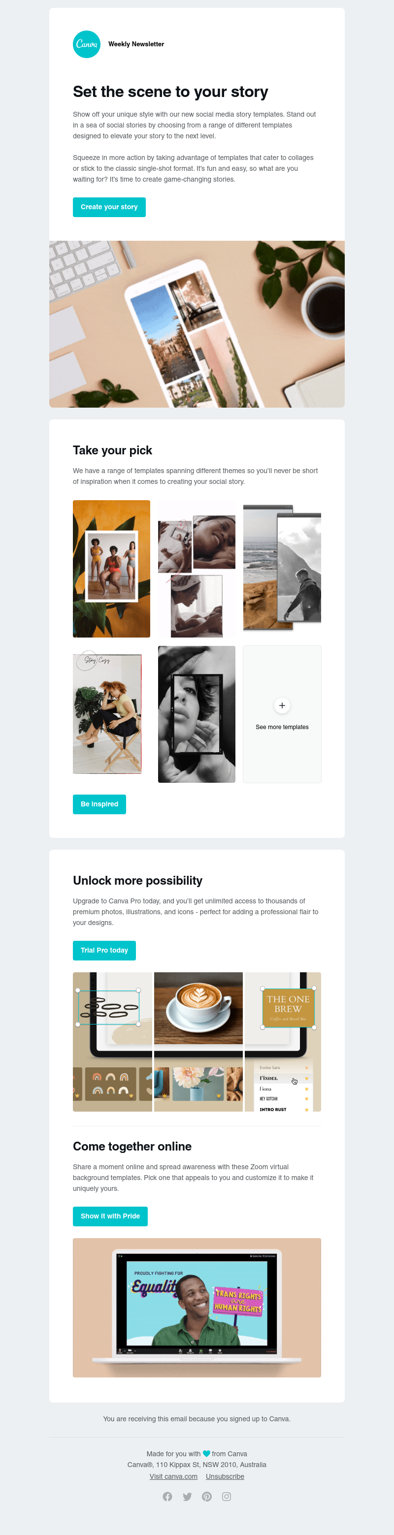 Canva - Set the scene to your story with our templates
