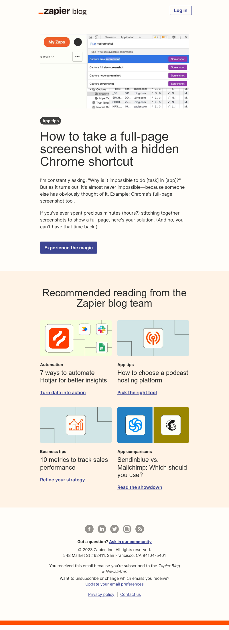 Zapier - Take a full-page screenshot