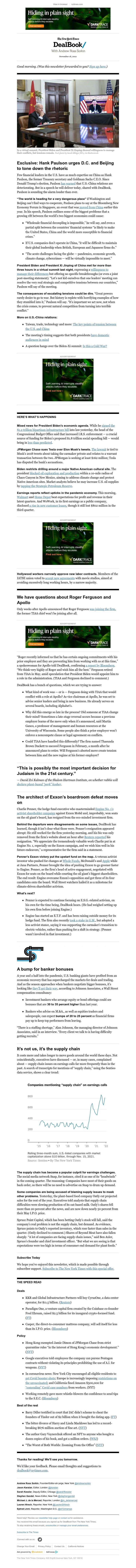 The New York Times - DealBook: Can the U.S. and China pull back from the brink?