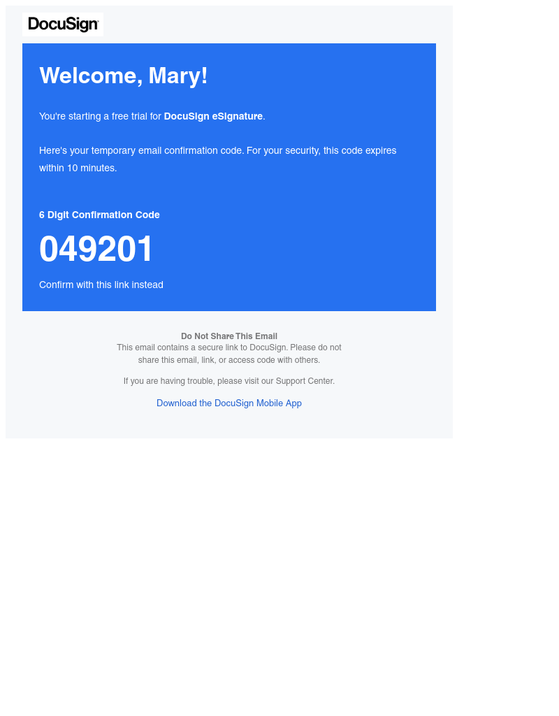  - Your code is 049201