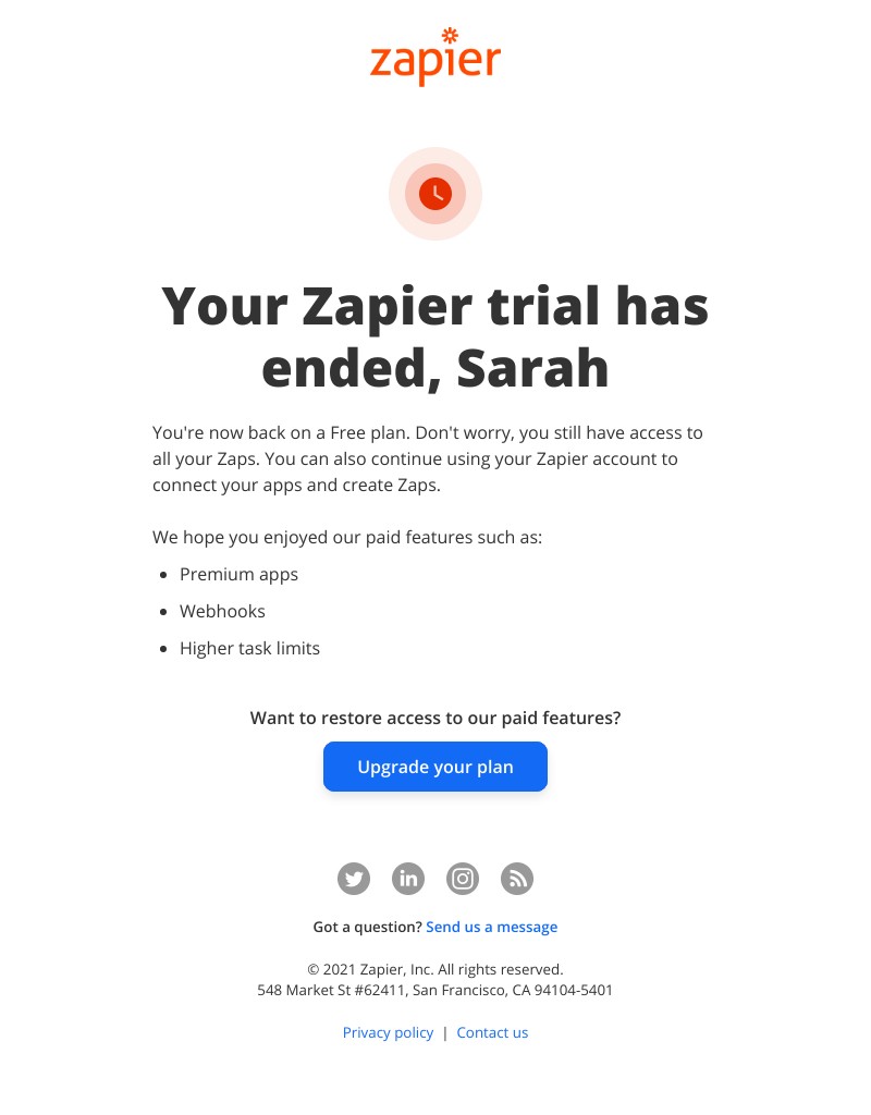Zapier - Your Zapier trial has ended