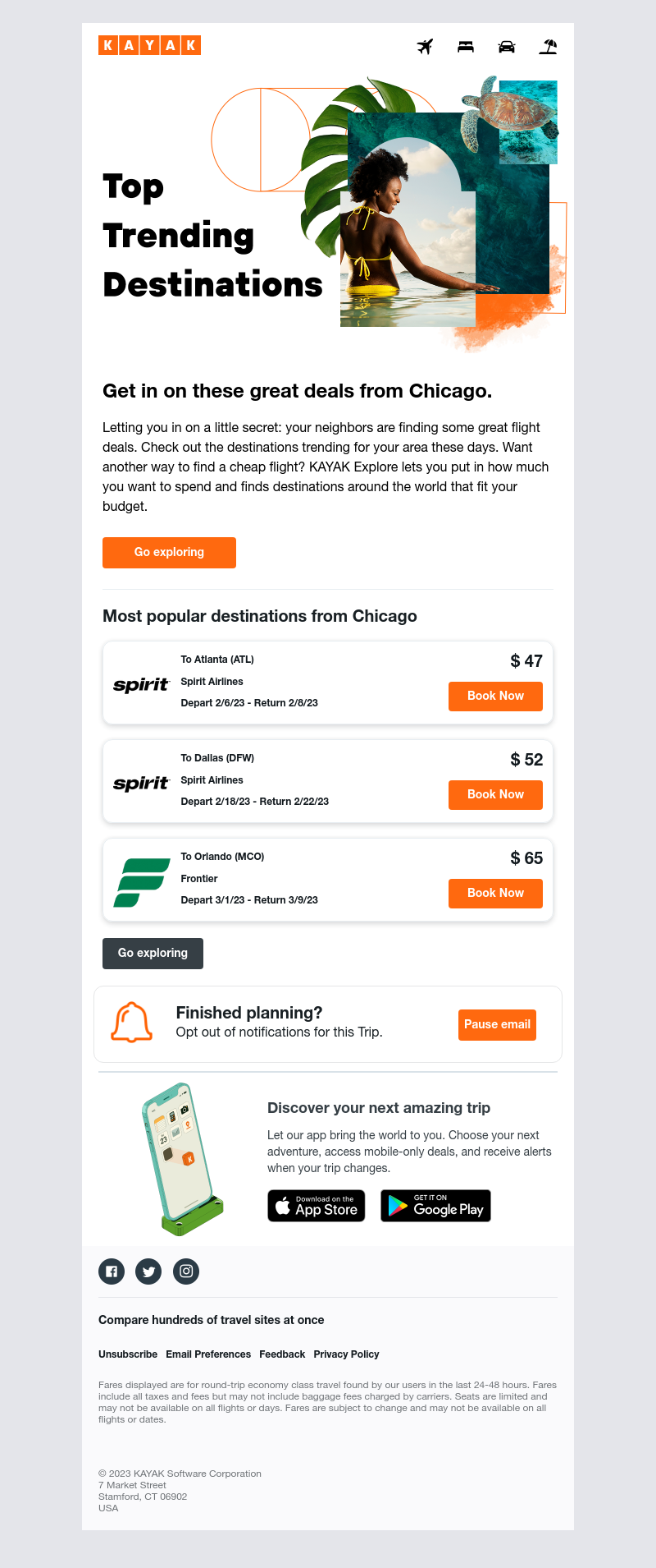 Kayak - Prices going down for your flight from CHI to one of these top destinations