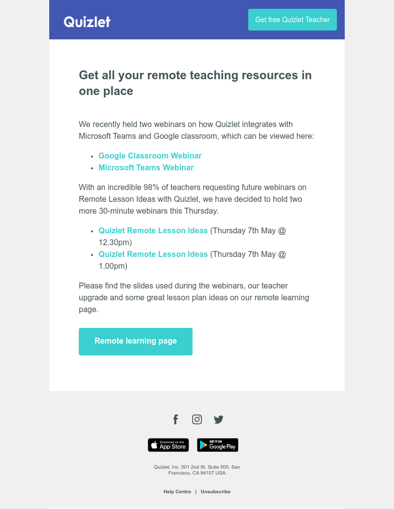 Quizlet - Webinars: Quizlet for Google Classroom and Microsoft Teams
