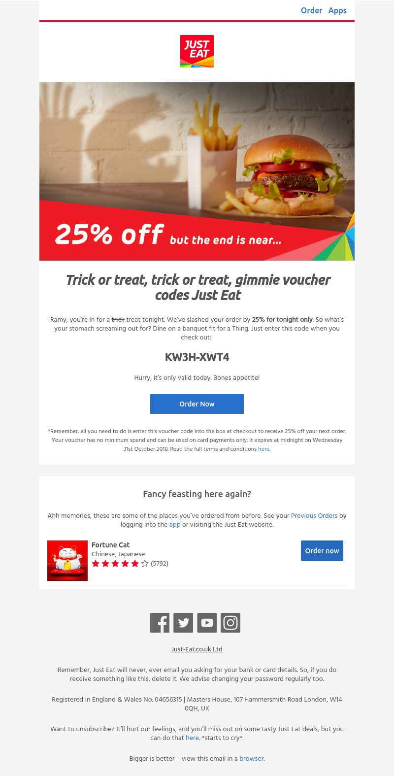 Just Eat - Slash 25% off your order tonight