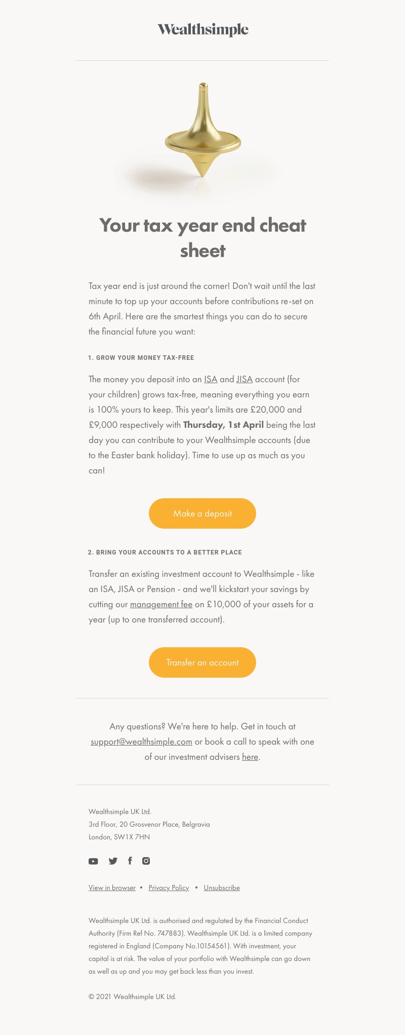 Wealthsimple - 1st April is your tax year end deadline