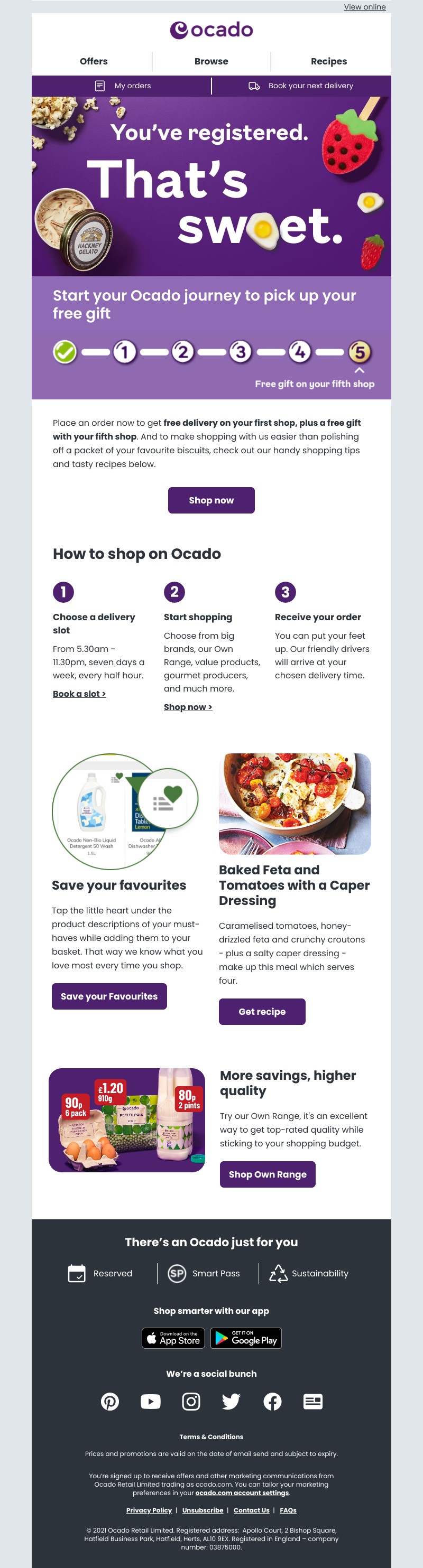  - Get free delivery on your first shop