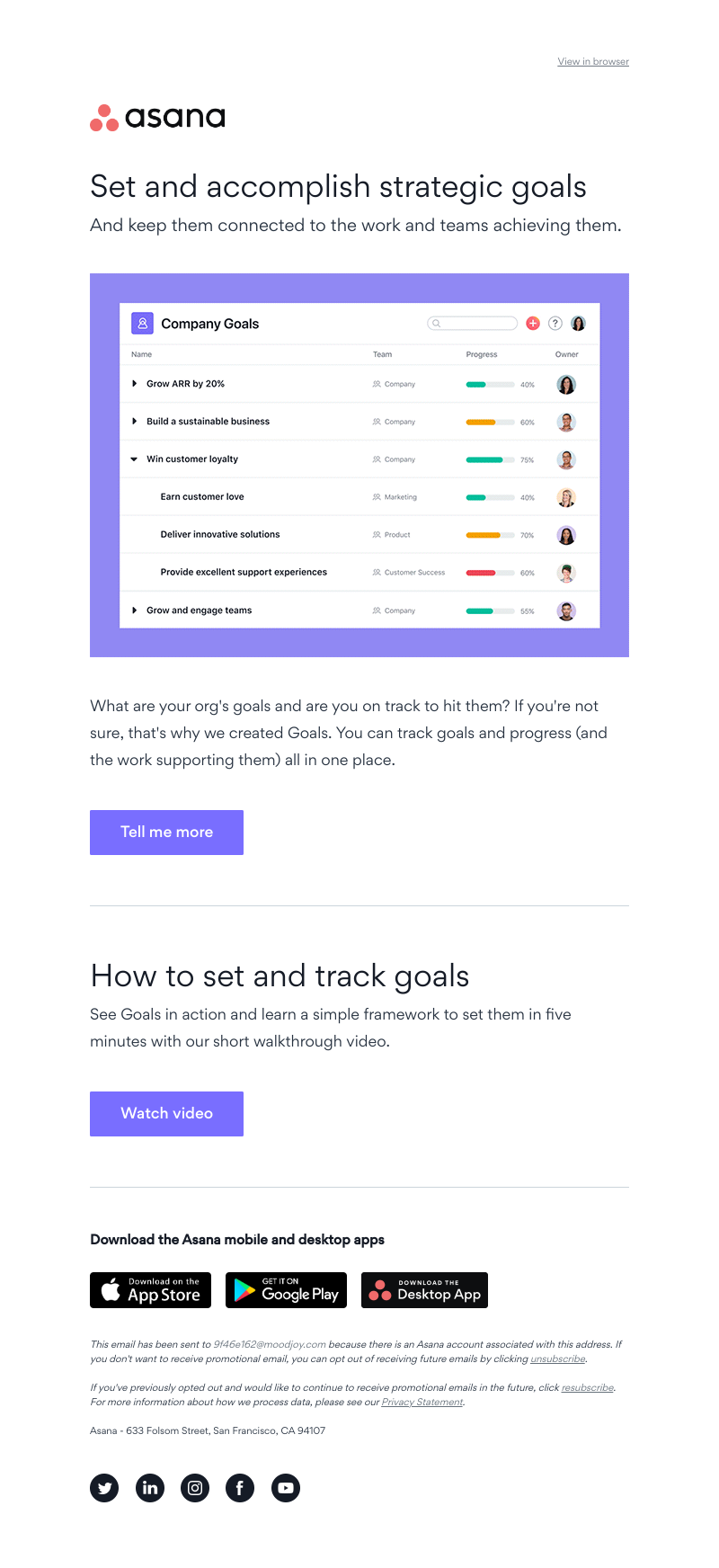 Asana - Set and hit goals