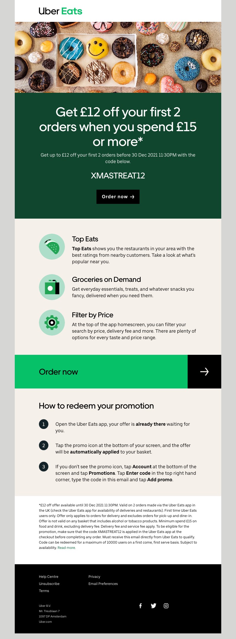 Uber - Get  £12 off  your first 2 orders