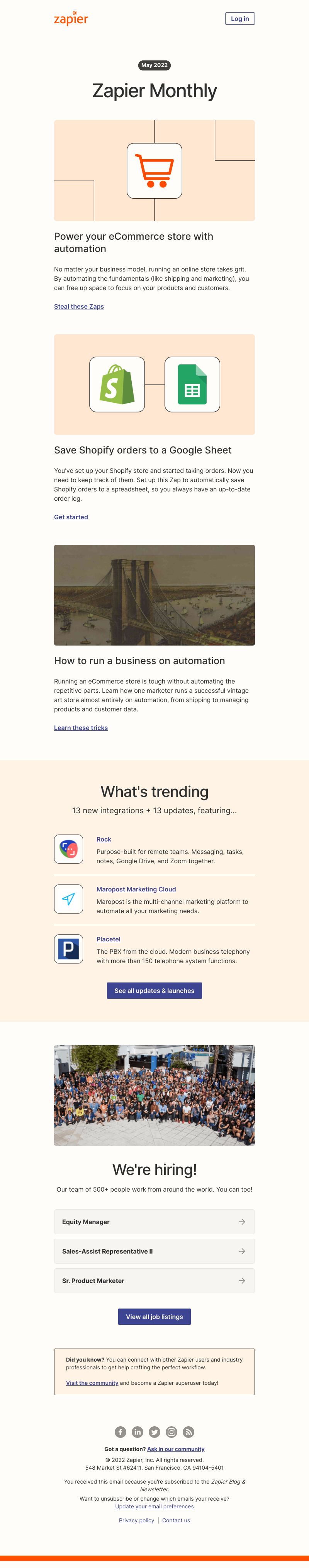 Zapier - New in May: Automate your eCommerce store, 13 updates, and 13 new apps