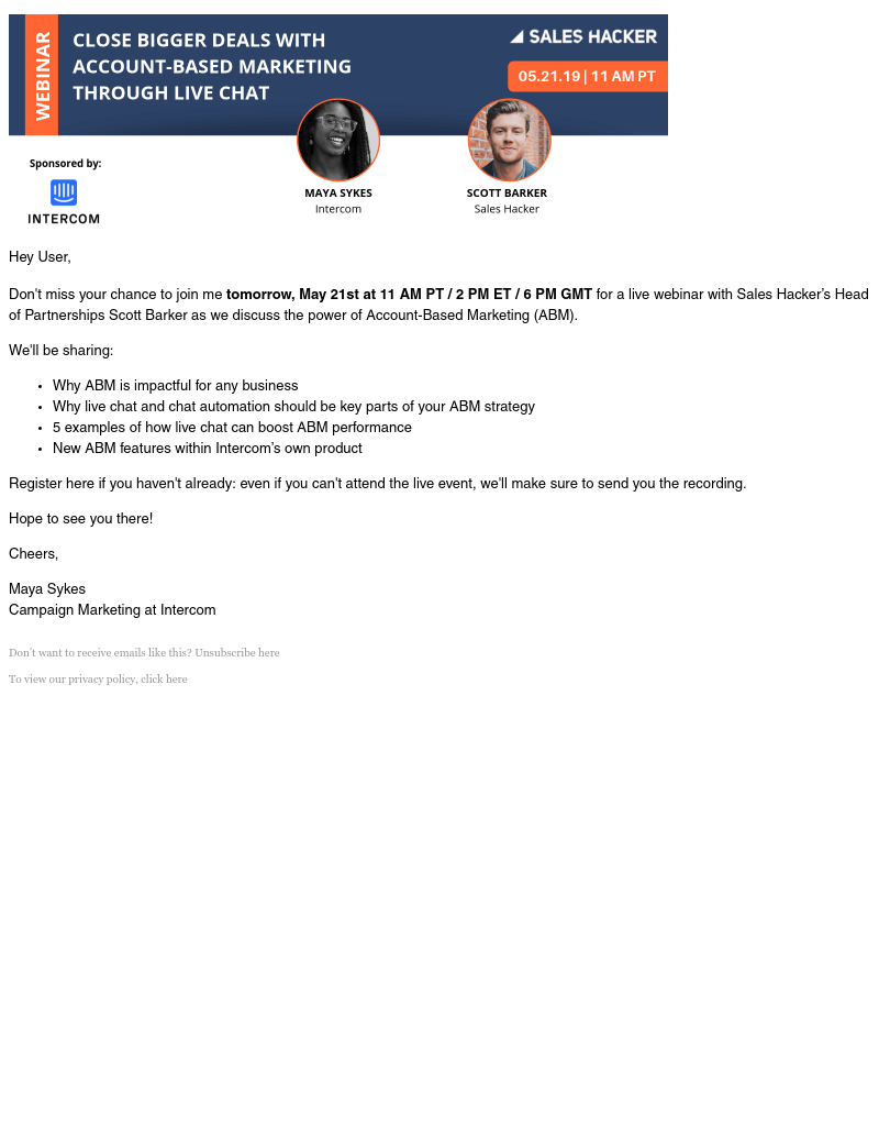 Intercom - Join our Account-Based Marketing webinar tomorrow!