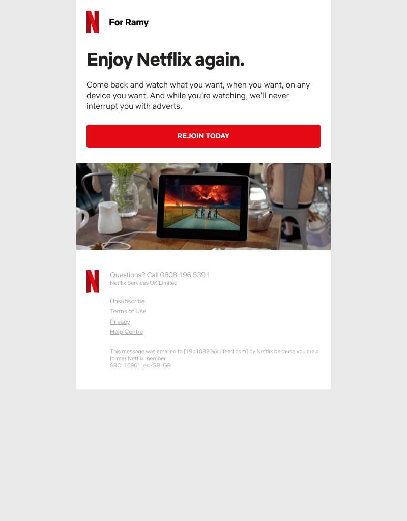 Netflix - Ramy, for just £5.99 a month, you can have unlimited TV programmes and films.