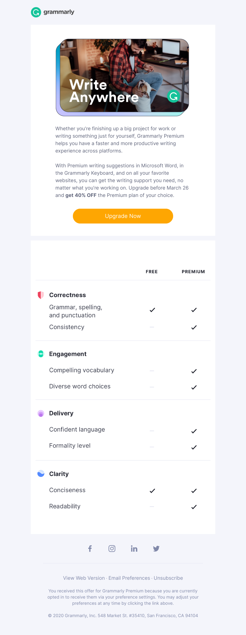 Grammarly - Working on something big? Get 40% OFF any Grammarly Premium plan