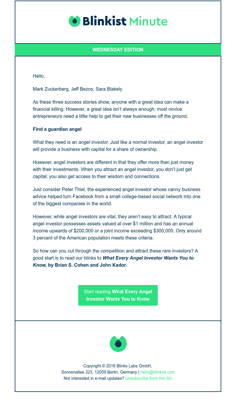  - Blinkist Minute: The angels that give your business wings