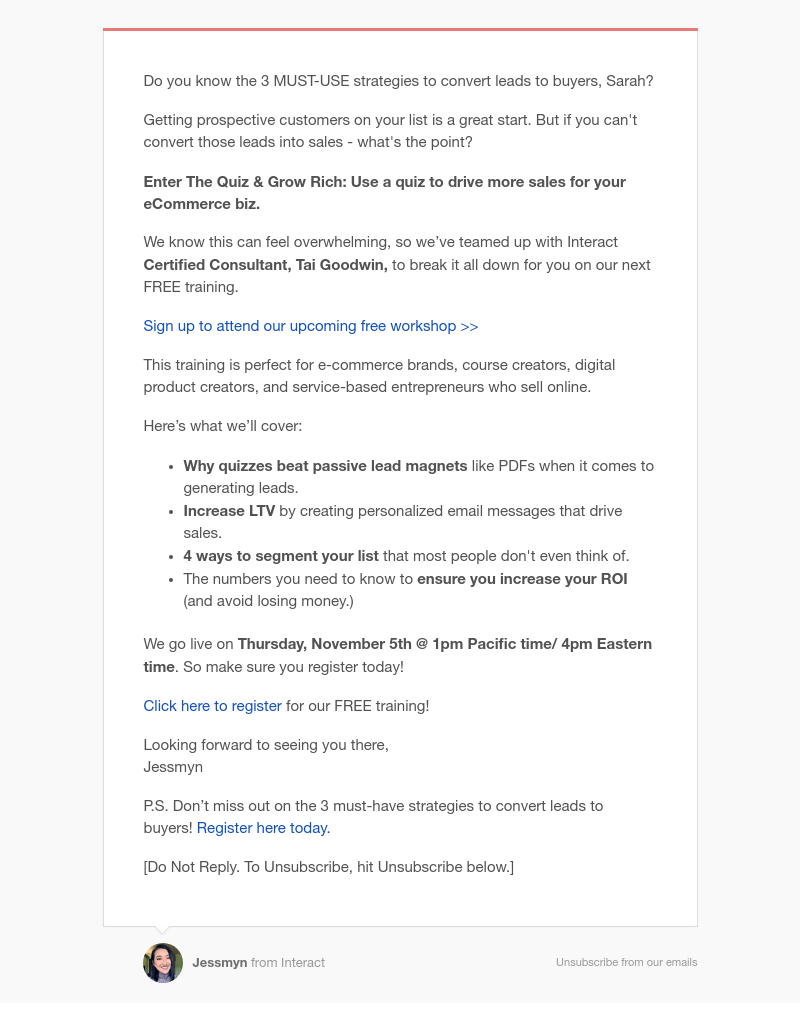 Interact - [upcoming workshop] drive sales for your biz