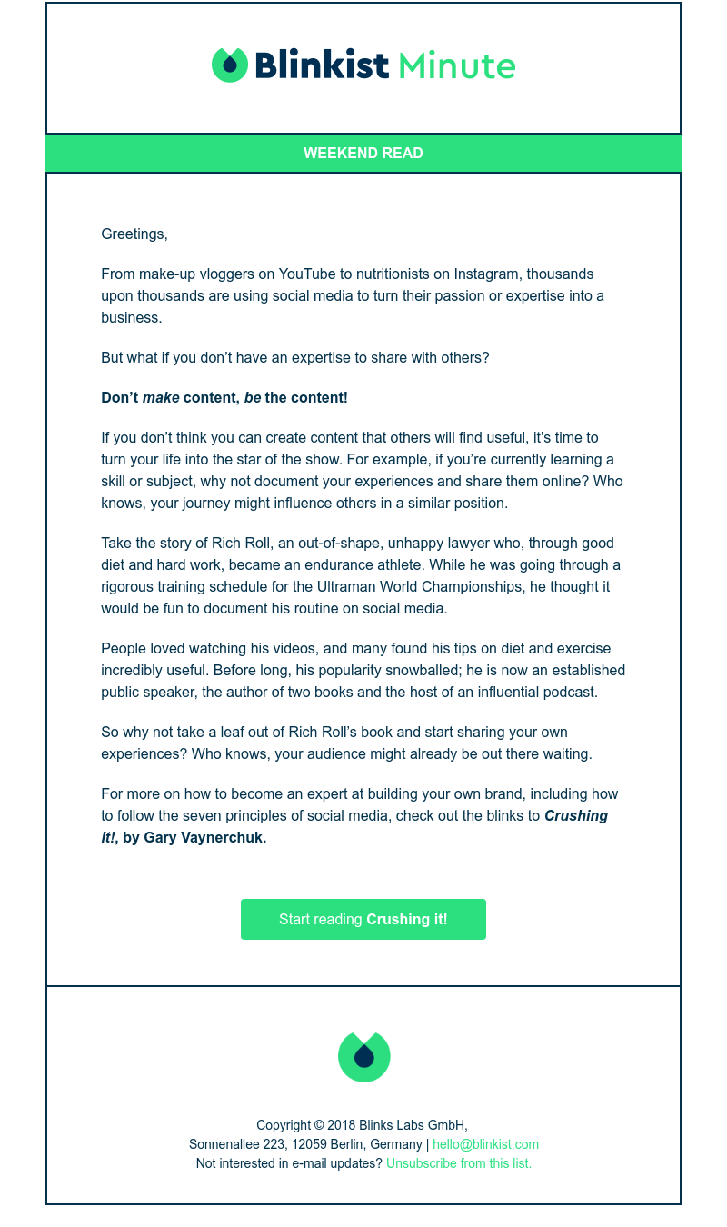  - Blinkist Minute: Turn your life into the star of the show