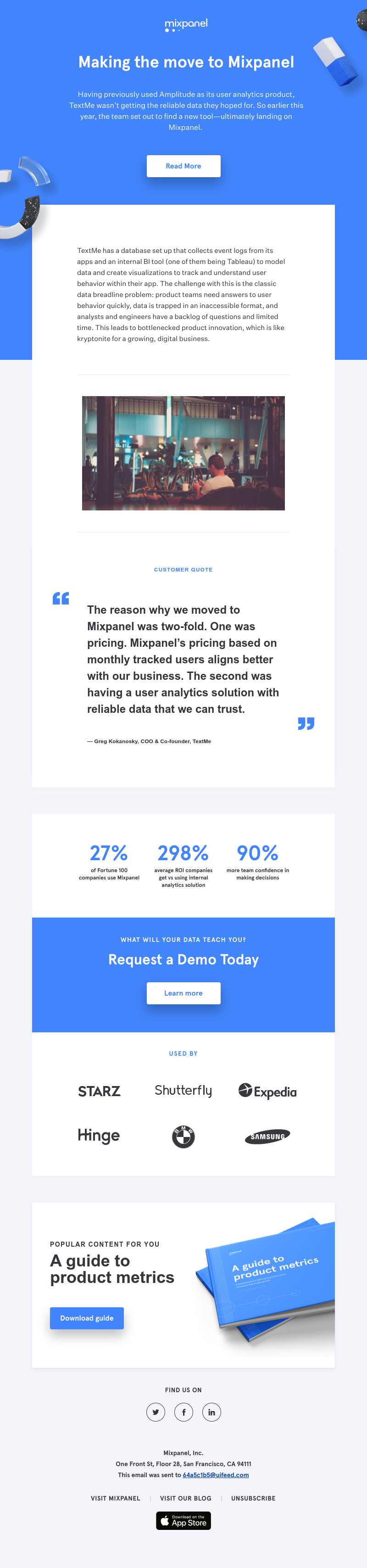 Mixpanel - Dependable data matters. See why TextMe switched to Mixpanel.