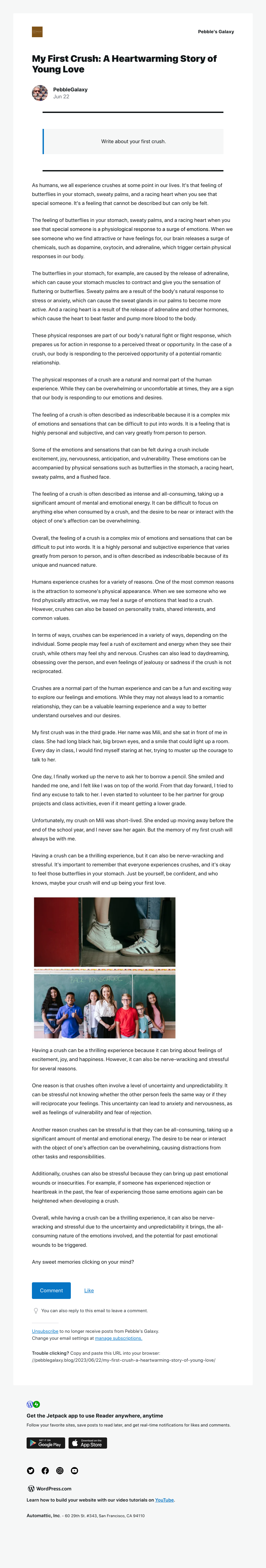 WordPress - [New post] My First Crush: A Heartwarming Story of Young Love
