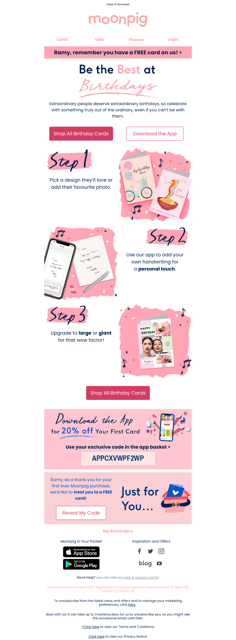 Moonpig - >>> We've got you covered 🐷