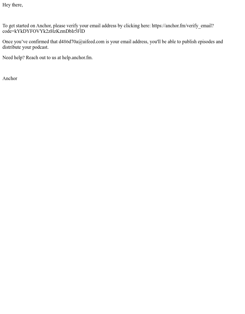  - Confirm your email address with Anchor