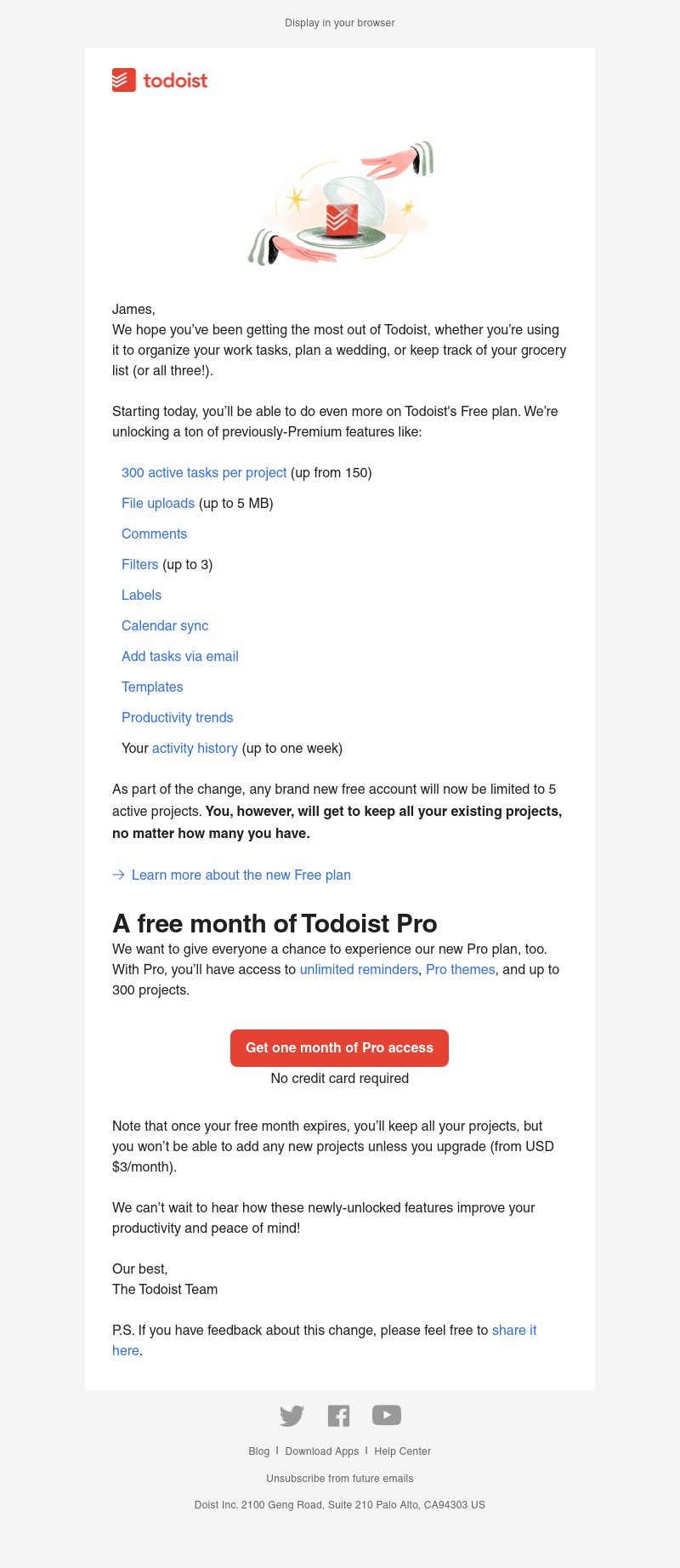 Todoist - 🚩 Changes to your Todoist plan