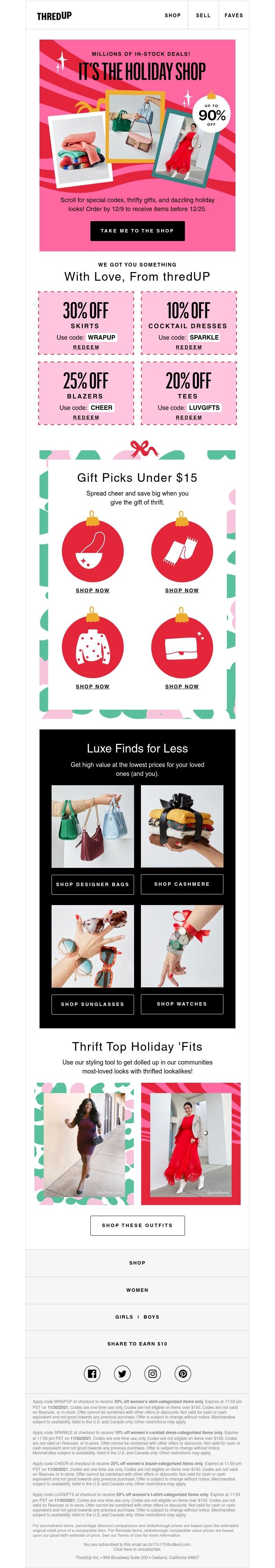 thredUP - Everything holiday is in here: 🎁 (like codes!)