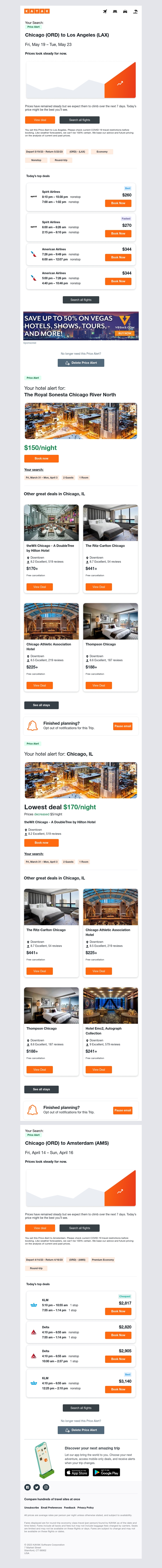 Kayak - Price Alert: Airfare holding steady for your Chicago to Los Angeles flight