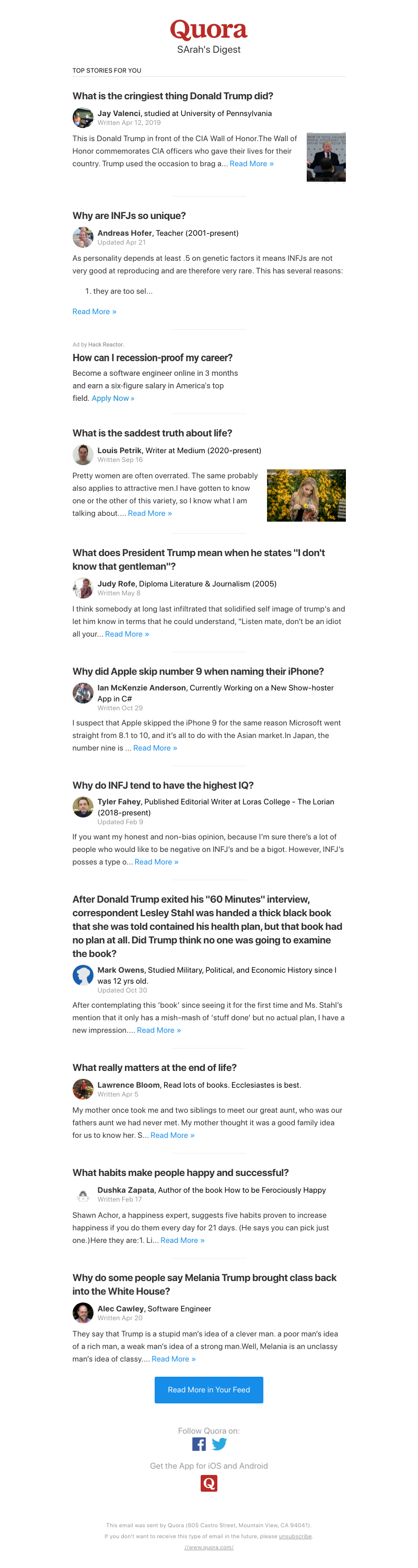 Quora - What is the cringiest thing Donald Trump did?