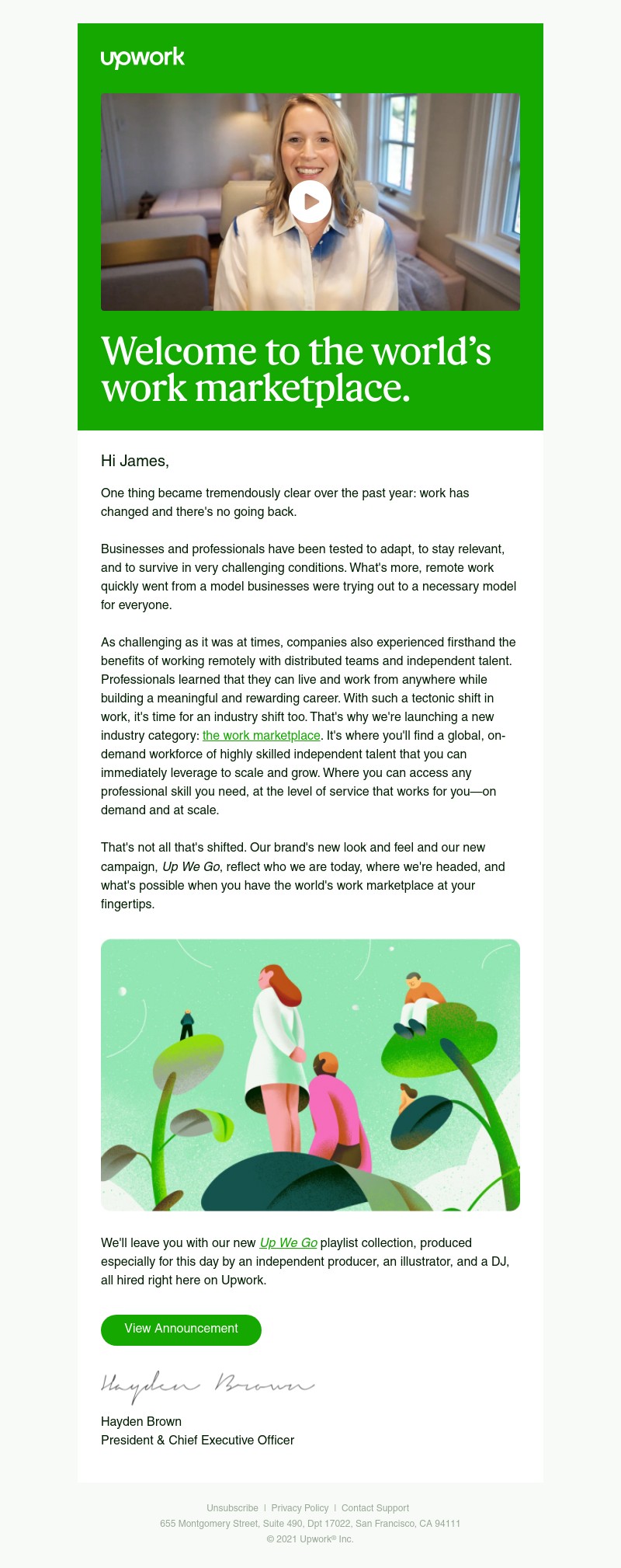 Upwork - Our biggest news yet—from CEO Hayden Brown