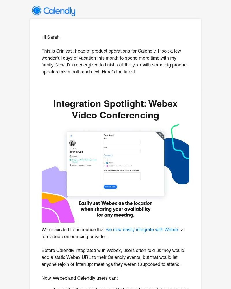 Calendly - Calendly Product Update - November 2021