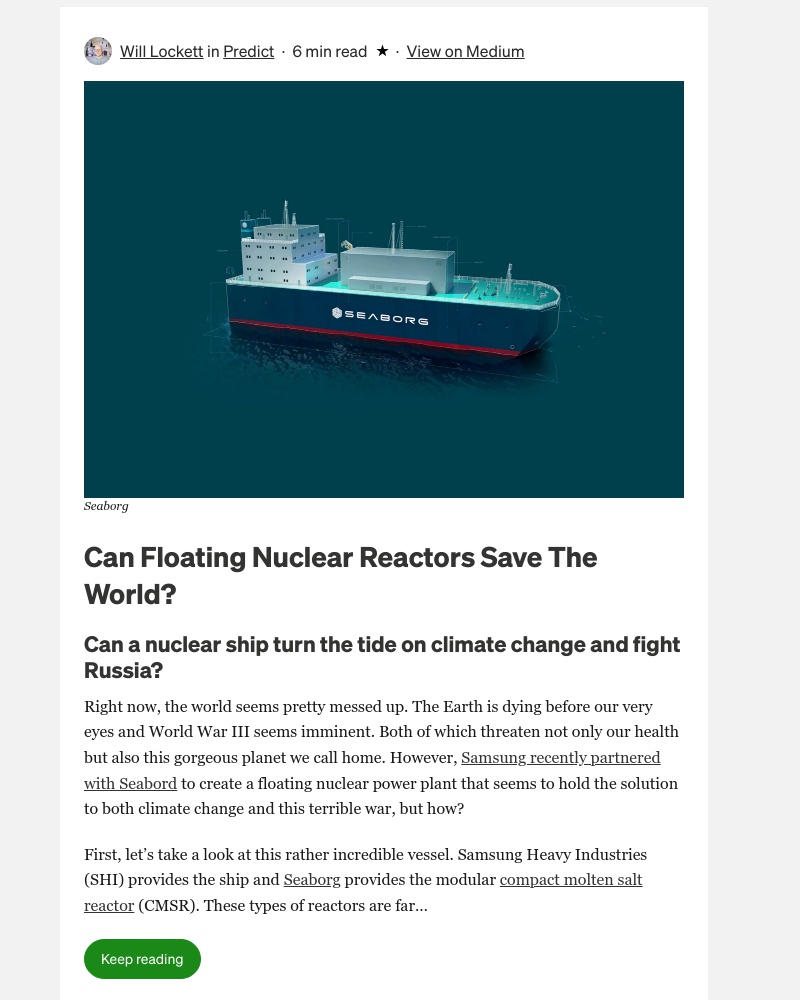 Medium - Can Floating Nuclear Reactors Save The World?