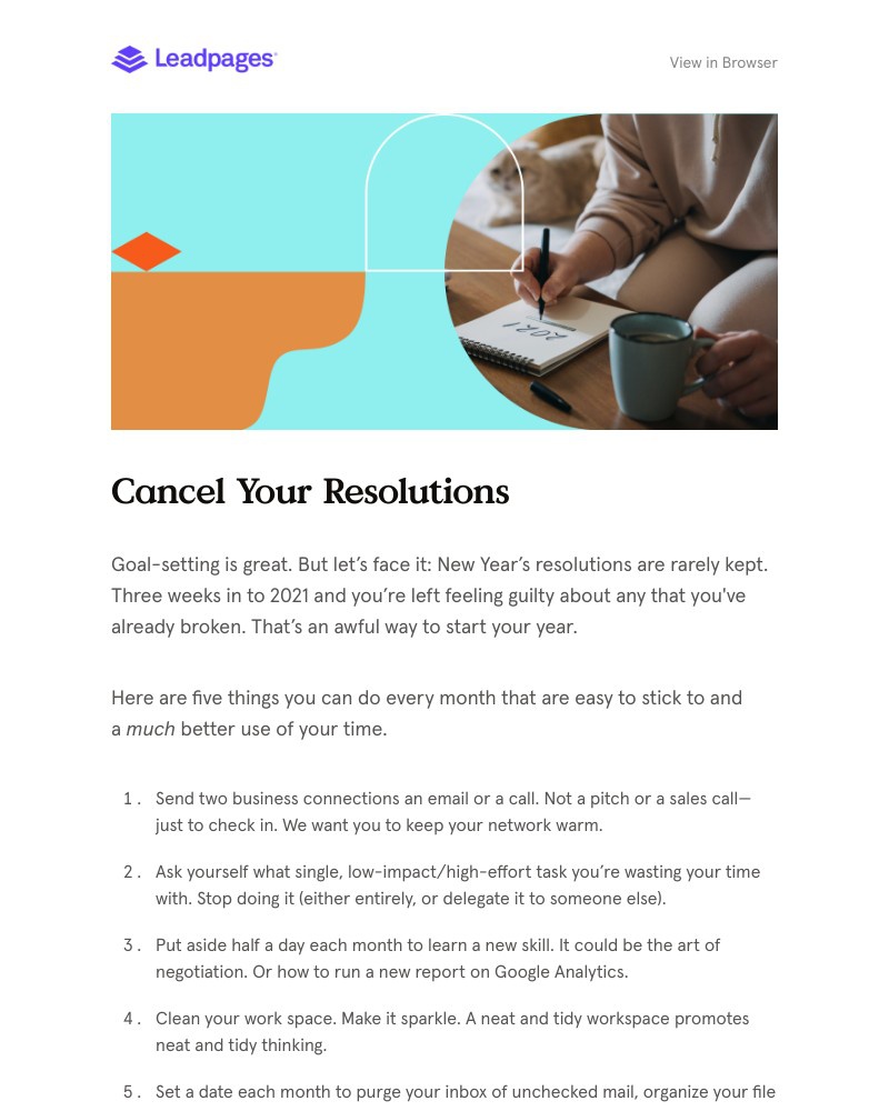 Leadpages - Cancel your New Year's resolutions—take these 5 actions instead