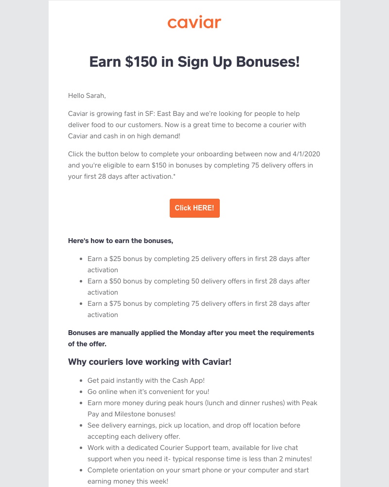 Caviar - [Caviar] Earn $150 in Sign Up Bonuses!