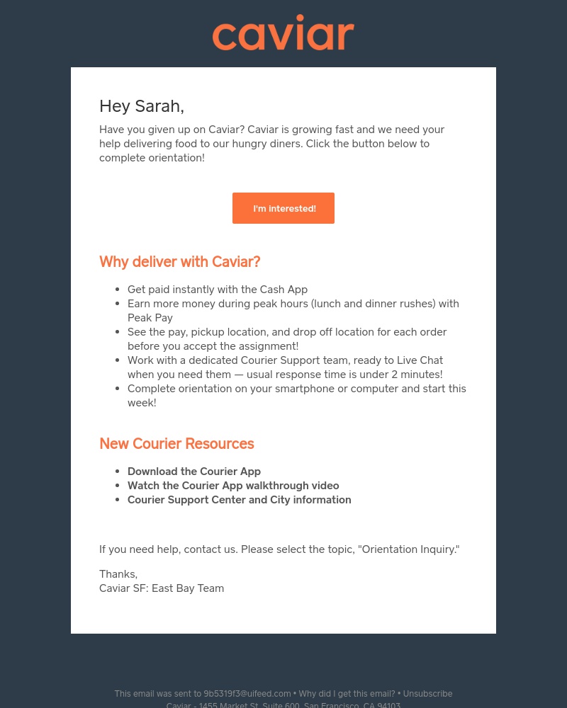 Caviar - [Caviar] Sarah, Have you given up on Caviar?